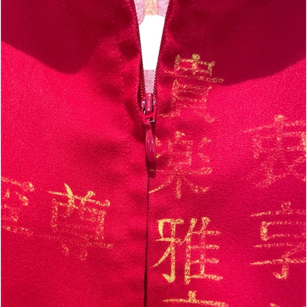 Chicos Red Asian Patterned Shirt/Jacket, Size 3 - Picture 3 of 6
